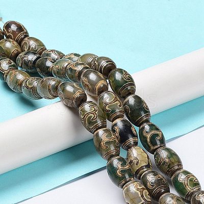 Tibetan Style dZi Beads Strands TDZI-E005-01B-1