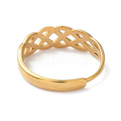 Ion Plating(IP) 304 Stainless Steel Hollow Sailor's Knot Adjustable Rings RJEW-D006-21G-1