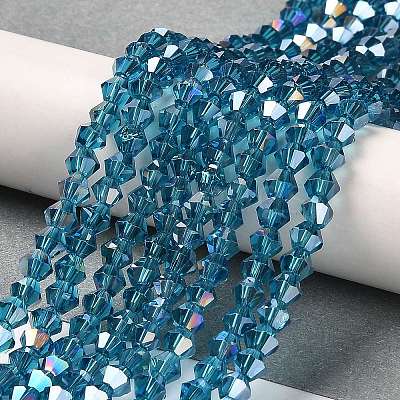 Transparent Electroplate Glass Beads Strands GLAA-F029-4mm-A01-1