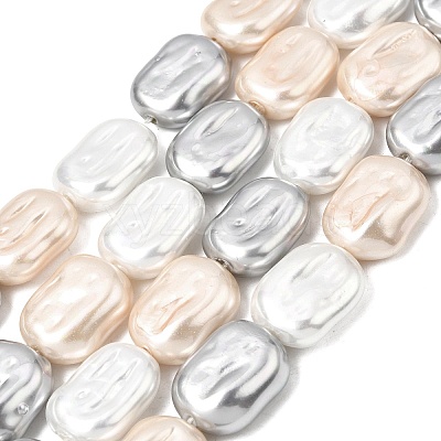 Electroplated Glass Shell Pearl Beads Strands BSHE-B009-F04-01-1