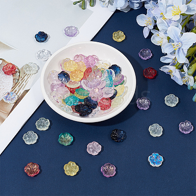 100Pcs 10 Colors Transparent Glass Beads GLAA-DR0001-08-1