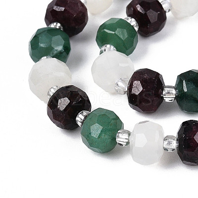 Natural Fuchsite & Garnet & White Moonstone Beads Strands G-T144-20A-01-1