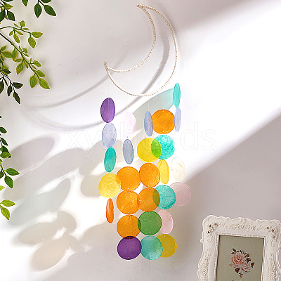 80Pcs 8 Colors Natural Capiz Shell Connector Charms SHEL-PH0001-49-1