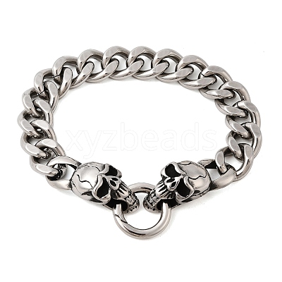 304 Stainless Steel Cuban Link Chains Bracelets for Unisex BJEW-A092-06B-P-1