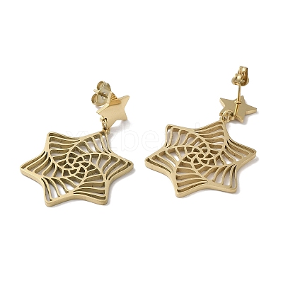 304 Stainless Steel Dangle Stud Earrings for Women EJEW-Z303-13G-1