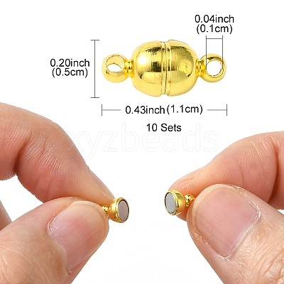 10Pcs Round Brass Magnetic Clasps with Loops KK-FS0001-34G-1