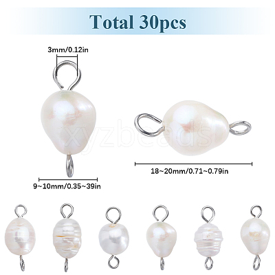 Natural Cultured Freshwater Pearl Potato Connector Charms PALLOY-SC00011-1