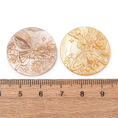Natural Yellow Shell Carved Cabochons SHEL-G024-01B-1
