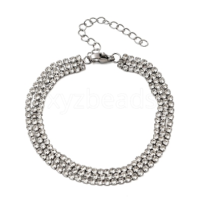 304 Stainless Steel Rhinestone Cup Chain Multi-strand Bracelets for Women BJEW-P376-01P-03-1