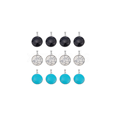 12Pcs 3 Colors Synthetic Turquoise Pendants STAS-UN0039-61-1