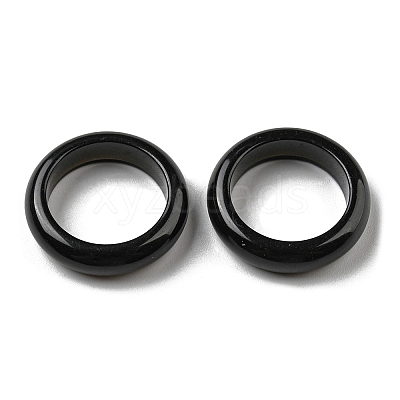 Natural Obsidian Plain Band Ring RJEW-P044-01A-10-1