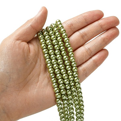 Eco-Friendly Dyed Glass Pearl Beads Strands HY-A008-6mm-RB066-1