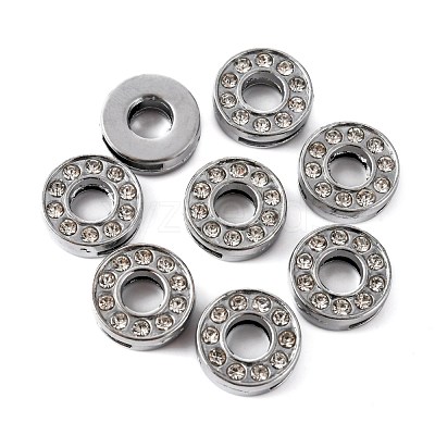 Alloy Initial Slide Charms with Grade A Rhinestones ALRI-R032-O-FF-1