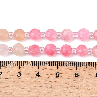 Cherry Quartz Glass  & Dyed Natural White Jade Beads Strands G-Z135-B01-1