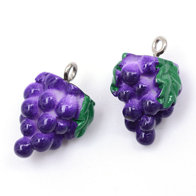 Autumn Theme Grape Resin Pendants X-RESI-R184-06-1