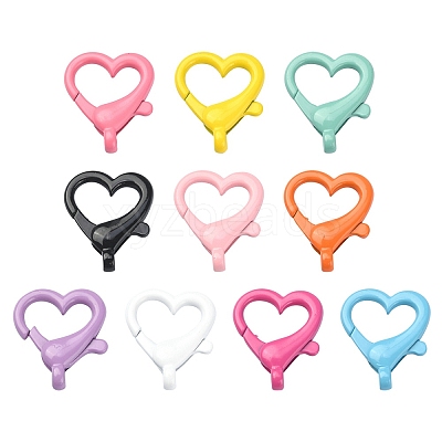10Pcs 10 Colors Spray Painted Eco-Friendly Alloy Lobster Claw Clasps FIND-YW0002-26-1