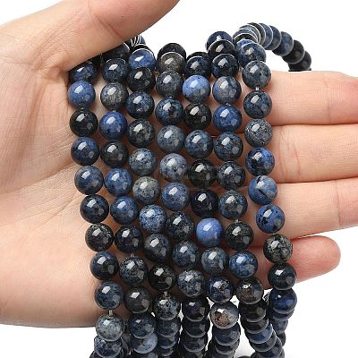 Natural Grade AA Dumortierite Quartz Round Bead Strands G-P075-43-8mm-1