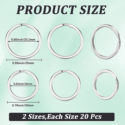 40Pcs 2 Styles 304 Stainless Steel Split Key Rings STAS-CY0001-03-1