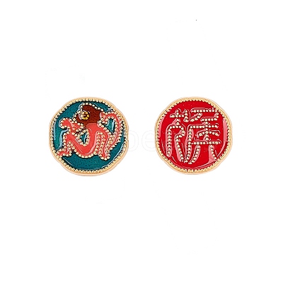 Golden Plated Alloy Enamel Beads ENAM-WH0047-73G-05-1