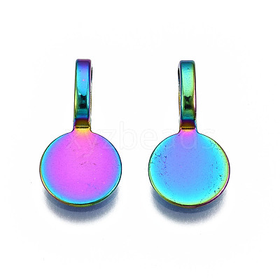 Rainbow Color Alloy Glue-on Flat Pad Bails for Pendant Making PALLOY-N163-099-NR-1