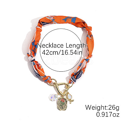 Rectangle Alloy Enamel & Resin & Glass & Plastic Pearl & Rhinestone Tassel Scarf Choker Necklaces FS-WG248CD-05-1