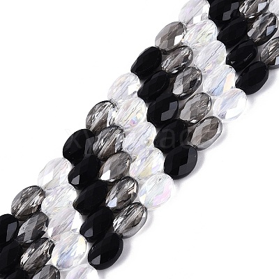 Electroplate Imitation Jade & Opaque & Transparent Glass Beads Strands EGLA-Q135-8x11MM-01E-1