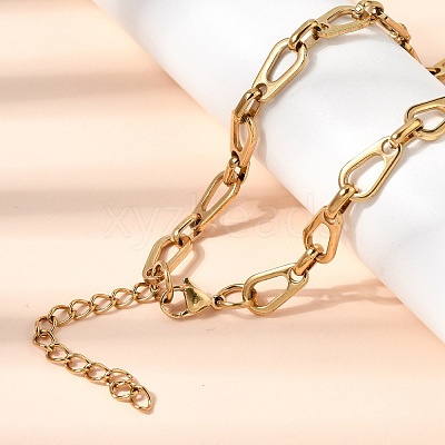 304 Stainless Steel Teardrop Link Chain Bracelet & Necklace Jewelry Sets SJEW-L199-18G-1