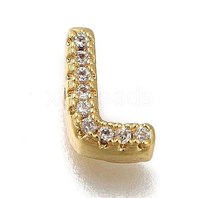 Rack Plating Brass Micro Pave Clear Cubic Zirconia Beads KK-G500-30G-L-1