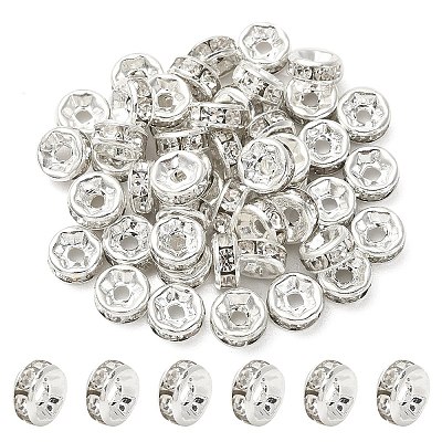 Brass Rhinestone Spacer Beads RB-YW0001-04C-01S-1