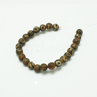 Tibetan Style 3-Eye dZi Beads G-K166-04-6mm-L2-1