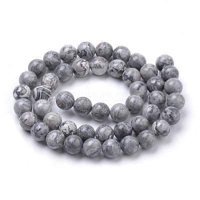 Natural Map Stone/Picasso Stone/Picasso Jasper Beads Strands G-S259-09-10mm-1