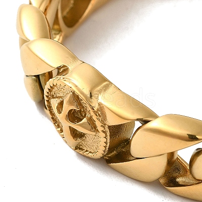 Ion Plating(IP) 304 Stainless Steel Cross Cuban Link Chain Bracelets for Women Men BJEW-Q341-02G-1