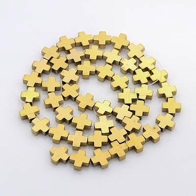 Greek Cross Electroplate Non-magnetic Synthetic Hematite Beads Strands X-G-P046-06E-1