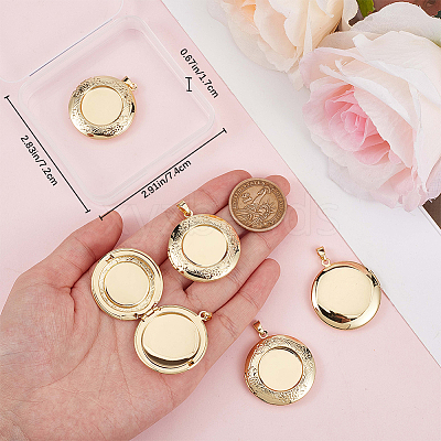 6Pcs Brass Locket Pendants KK-BBC0015-47-1