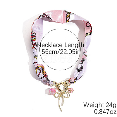 Bowknot Alloy Enamel & Resin & Glass & Plastic Pearl & Rhinestone Tassel Scarf Choker Necklaces FS-WG248CD-04-1