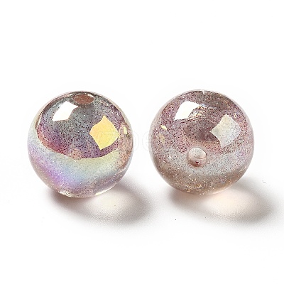 UV Plating Transparent Rainbow Iridescent Acrylic Beads OACR-D010-01B-1