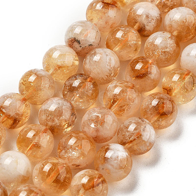 Heated Natural Citrine Beads Strands G-A262-A01-10mm-1