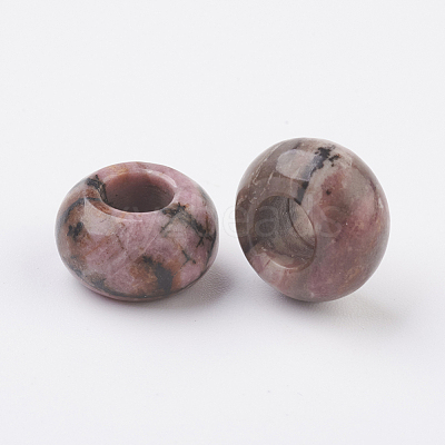 Natural Rhodonite European Beads X-G-G740-14x8mm-01-1