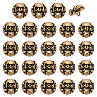 24Pcs 1-Hole Alloy Shank Buttons BUTT-PH0001-81AG-1