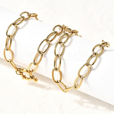 304 Stainless Steel Cable Chain Necklaces with Spring Ring Clasps for Women NJEW-Z091-09G-1