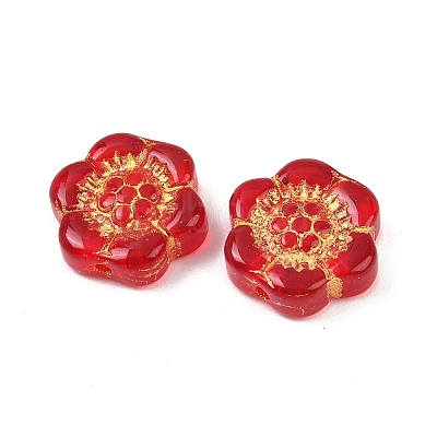 Baking Paint and Golden Metal Enlaced Glass Beads X-DGLA-T004-10F-1