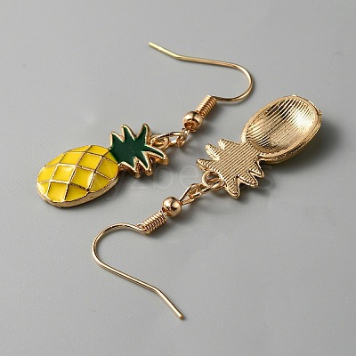 Alloy Enamel Pineapple Dangle Earrings & Pendant Necklace SJEW-WH0009-04-1