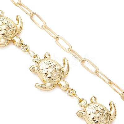 304 Stainless Steel Turtle Link Chain and Brass Paperclip Chain Bracelet Making AJEW-JB01591-1