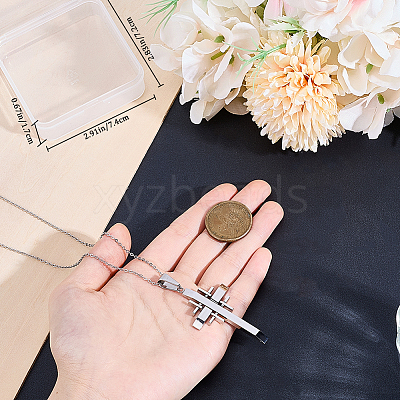 1Pc 304 Stainless Steel Cross Pendants STAS-BBC0005-89-1