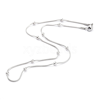 Non-Tarnish 304 Stainless Steel Round Snake Chain Necklaces STAS-G244-88B-P-1