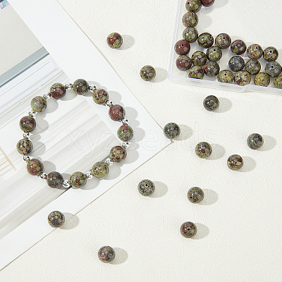 Natural Dragon Blood Jasper Beads Strands G-OC0001-18-10mm-1