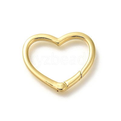 Rack Plating Heart Brass Spring Gate Rings KK-Z086-54G-04-1