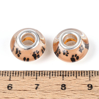 Large Hole Dog Paw Prints Pattern Resin European Beads OPDL-Q129-223A-1