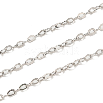 Anti-Tarnish Rhodium Plated 925 Sterling Silver Flat Cable Chains STER-F052-04P-02-1