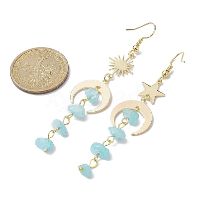 Moon & Sun & Star Brass Asymmetrical Earrings EJEW-JE05461-05-1
